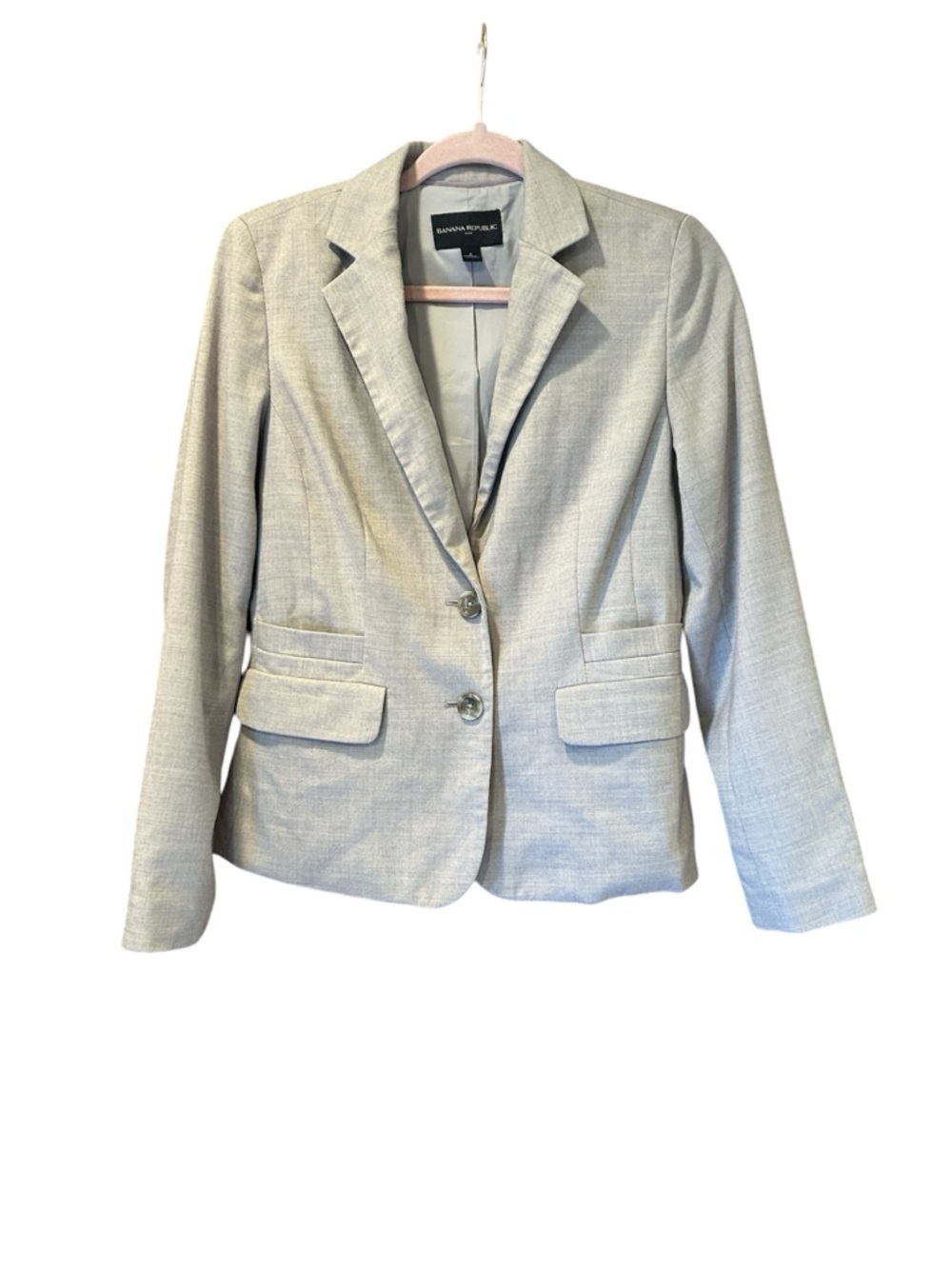 Banana Republic Cream Blazer Size 6 Wool Blend Two-Button Career Suitโ Jacket